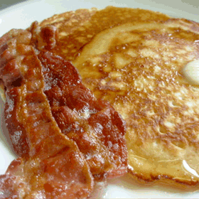 Pancakes with bacon and cheese