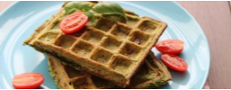 Savory stuffed waffles with pesto and goat cheese