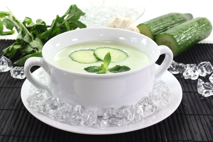 fresh cucumber soup with avocado