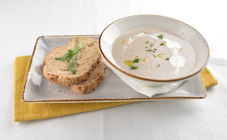 Mushroom bread soup with parsley